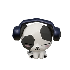 A sleepy dog wearing headphones